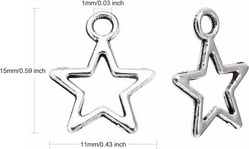 50Pcs Tibetan Style Star Shaped Alloy Charms, Antique Silver Mini Star Dangle Charms, Jewelry Making Charm Bulk for DIY Bracelets Necklace Jewelry Making Craft Supplies, 0.57x0.47x0.04inch, Hole:2mm in Kuwait