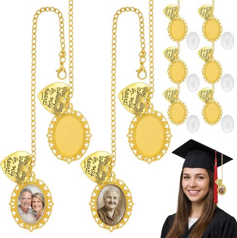 10Pcs Gold Graduation Cap Photo Charms Tassels Personalized Memorial Photo Class Decorations Graduation Gifts for Grad Cap Gown Ceremony in Kuwait