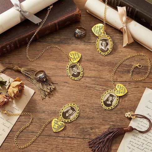 10Pcs Gold Graduation Cap Photo Charms Tassels Personalized Memorial Photo Class Decorations Graduation Gifts for Grad Cap Gown Ceremony in Kuwait