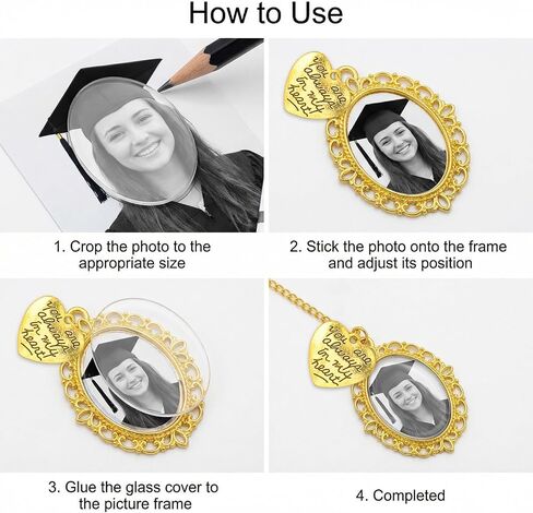 10Pcs Gold Graduation Cap Photo Charms Tassels Personalized Memorial Photo Class Decorations Graduation Gifts for Grad Cap Gown Ceremony in Kuwait