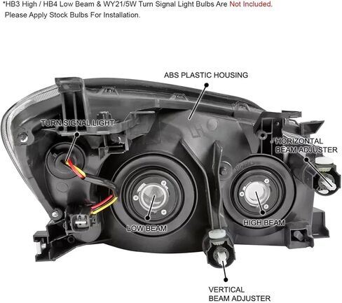 Headlights Assembly Compatible with 2006 2007 2008 Toyota Rav4 Headlamp Replacement Chrome Housing Amber Reflector Driver & Passenger Side (Black) in Saudi Arabia