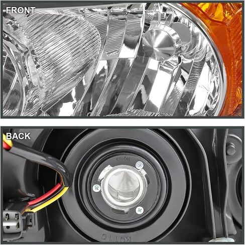 Headlights Assembly Compatible with 2006 2007 2008 Toyota Rav4 Headlamp Replacement Chrome Housing Amber Reflector Driver & Passenger Side (Black) in Saudi Arabia