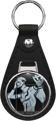Ryomen sukuna jujutsu Leather Keychain Stainless Steel Ring for Keys, Bags, or Backpacks in Kuwait