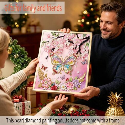 bleihum Cherry Blossoms Diamond Art Kits for Adults, Butterfly 5D Pearl Painting Diamond Painting Kits for Adults Beginners, Easy DIY Special Shape Gem Art Gift Home Decor, 12x16 Inch in Saudi Arabia