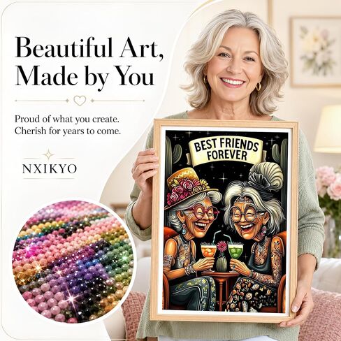 NXIKYO Elderly Ladies Diamond Art Kits for Adults, Ladies 5D Diamond Painting Dots Art Kits for Beginners, Fun DIY Full Round Gem Painting Crafts for Adults, Home Wall Decor 12 x 16 in in Saudi Arabia