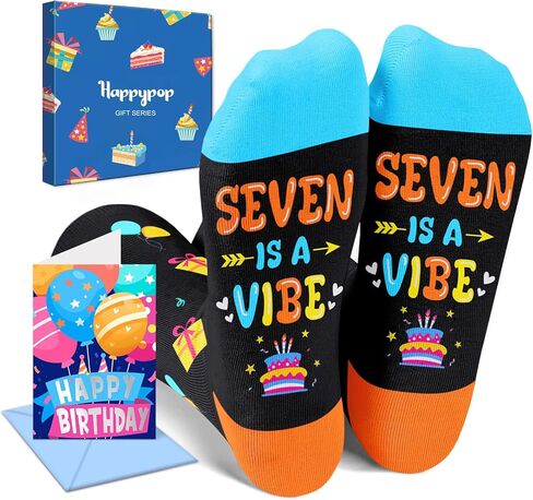 HAPPYPOP 7th Birthday Gifts Socks Ideas - Gift Ideas for Girls Boys Age 7, Presents for 7 Year Olds, Seven Year Old Gifts for Kids in Saudi Arabia
