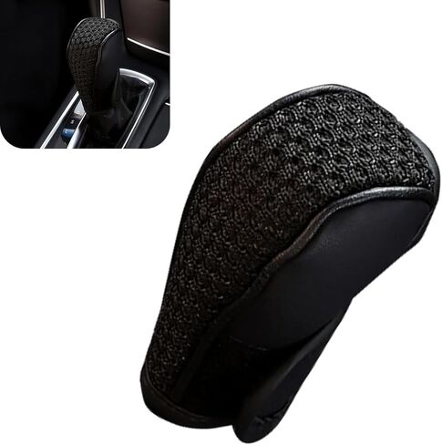 Car Gear Shift Knob Cover, Breathable Mesh Leather Auto Shift Boot Cover, Anti-Slip Gear Stick Protector, Universal for Most Cars, SUVs & Trucks (Black) in Kuwait