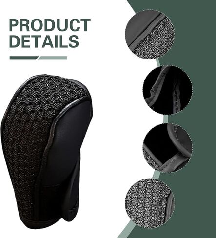 Car Gear Shift Knob Cover, Breathable Mesh Leather Auto Shift Boot Cover, Anti-Slip Gear Stick Protector, Universal for Most Cars, SUVs & Trucks (Black) in Kuwait