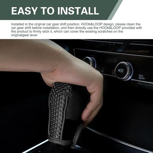 Car Gear Shift Knob Cover, Breathable Mesh Leather Auto Shift Boot Cover, Anti-Slip Gear Stick Protector, Universal for Most Cars, SUVs & Trucks (Black) in Kuwait