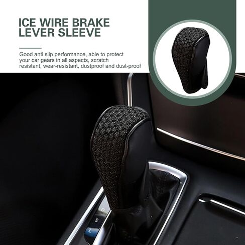 Car Gear Shift Knob Cover, Breathable Mesh Leather Auto Shift Boot Cover, Anti-Slip Gear Stick Protector, Universal for Most Cars, SUVs & Trucks (Black) in Kuwait