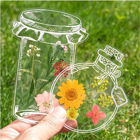 DIY Transparent Bookmarks – 40PCS Bottle-Shaped Dried Flower Markers, Homemade Pressed Flower Plant Specimens, Handmade Craft Materials in Kuwait