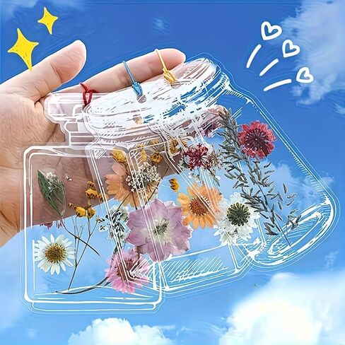 DIY Transparent Bookmarks – 40PCS Bottle-Shaped Dried Flower Markers, Homemade Pressed Flower Plant Specimens, Handmade Craft Materials in Kuwait