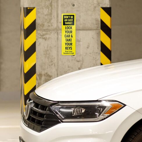 Don't Be an Easy Target Lock You Car and Take Your Keys Back of Sign, 4x12 Inches, 4 Mil Vinyl Decal Stickers UV Protected, Made in USA in Kuwait