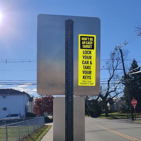 Don't Be an Easy Target Lock You Car and Take Your Keys Back of Sign, 4x12 Inches, 4 Mil Vinyl Decal Stickers UV Protected, Made in USA in Kuwait