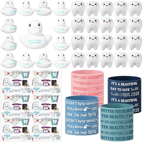Hungdao 165 Pcs Dental Gifts Bulk Graduation Dentist Bracelets Mini Tooth Resin Sticker Rubber Duck Dental Assistant Appreciation Graduation Gifts for Coworkers Hygienists Rdh Supplies in Kuwait