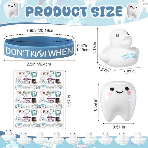 Hungdao 165 Pcs Dental Gifts Bulk Graduation Dentist Bracelets Mini Tooth Resin Sticker Rubber Duck Dental Assistant Appreciation Graduation Gifts for Coworkers Hygienists Rdh Supplies in Kuwait
