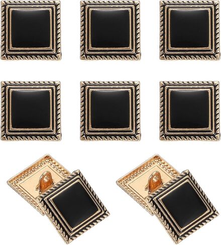 uxcell 10pcs Shank Buttons, 18mm Square Metal Buttons Sew on Metal Embellishments Vintage Replacement for Coat Shirt Skirt Pants DIY Crafts Fashion Sewing Clothing Decoration, Gold Black in Saudi Arabia