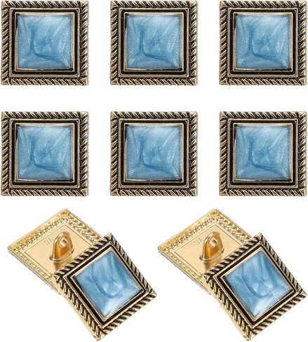 uxcell 10pcs Shank Buttons, 18mm Square Metal Buttons Sew on Metal Embellishments Vintage Replacement for Coat Shirt Skirt Pants DIY Crafts Fashion Sewing Clothing Decoration, Gold Black in Saudi Arabia