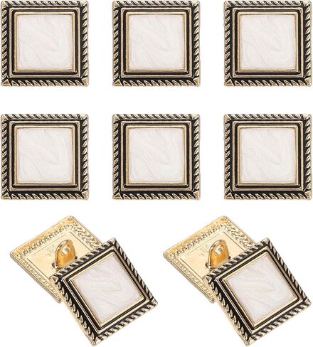 uxcell 10pcs Shank Buttons, 18mm Square Metal Buttons Sew on Metal Embellishments Vintage Replacement for Coat Shirt Skirt Pants DIY Crafts Fashion Sewing Clothing Decoration, Gold Black in Saudi Arabia