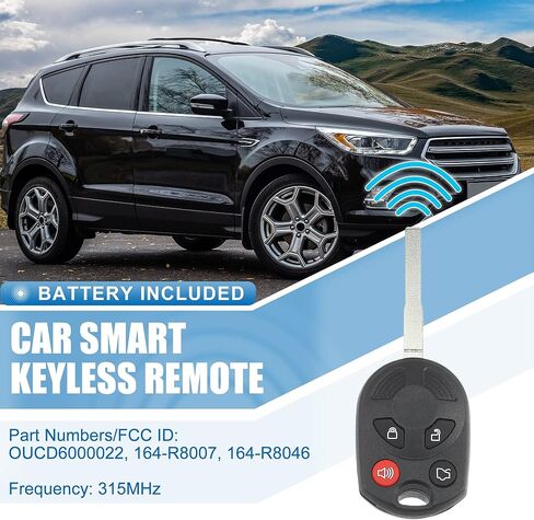 X AUTOHAUX 4 زر دخول السيارة بدون مفتاح للتحكم عن بعد استبدال مفتاح فوب القرب الذكي فوب OUCD6000022 لفورد إسكيب 2013-2019 315 ميجا هرتز رقاقة 63 80 in Kuwait