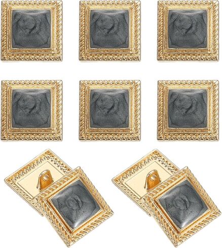 uxcell 10pcs Shank Buttons, 18mm Square Metal Buttons Sew on Metal Embellishments Vintage Replacement for Coat Shirt Skirt Pants DIY Crafts Fashion Sewing Clothing Decoration, Gold Black in Saudi Arabia