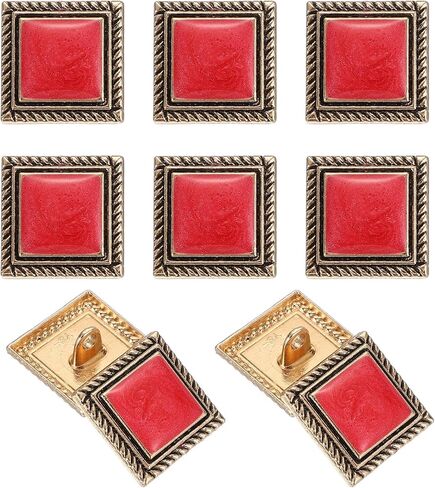 uxcell 10pcs Shank Buttons, 18mm Square Metal Buttons Sew on Metal Embellishments Vintage Replacement for Coat Shirt Skirt Pants DIY Crafts Fashion Sewing Clothing Decoration, Gold Black in Saudi Arabia