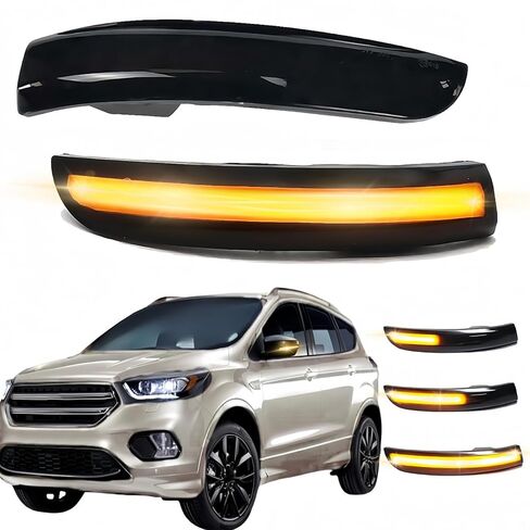 ملحقات مصباح إشارة الانعطاف LED المتسلسلة متوافقة مع Ford Escape Ecosport 2013-2018،2012-2018 Focus ST SE RS MK3، C-Max 2013-2017 وميض مؤشر Kuga، قطعتان in Kuwait