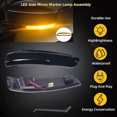 ملحقات مصباح إشارة الانعطاف LED المتسلسلة متوافقة مع Ford Escape Ecosport 2013-2018،2012-2018 Focus ST SE RS MK3، C-Max 2013-2017 وميض مؤشر Kuga، قطعتان in Kuwait