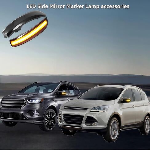 ملحقات مصباح إشارة الانعطاف LED المتسلسلة متوافقة مع Ford Escape Ecosport 2013-2018،2012-2018 Focus ST SE RS MK3، C-Max 2013-2017 وميض مؤشر Kuga، قطعتان in Kuwait