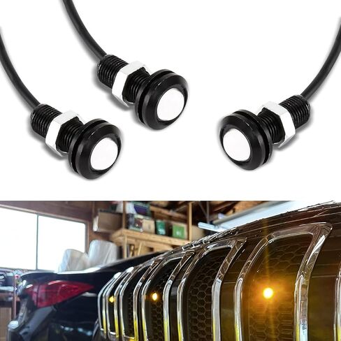 3 PCS Front Grille Marker Lights, Round LED Fast Response Bulb Screw Reversing Lights with Projector Lens, Fast Heat Dissipation Alloy Shell Waterproof Plug in Bulb, for Most Cars (Yellow) in Kuwait