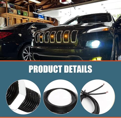 3 PCS Front Grille Marker Lights, Round LED Fast Response Bulb Screw Reversing Lights with Projector Lens, Fast Heat Dissipation Alloy Shell Waterproof Plug in Bulb, for Most Cars (Yellow) in Kuwait