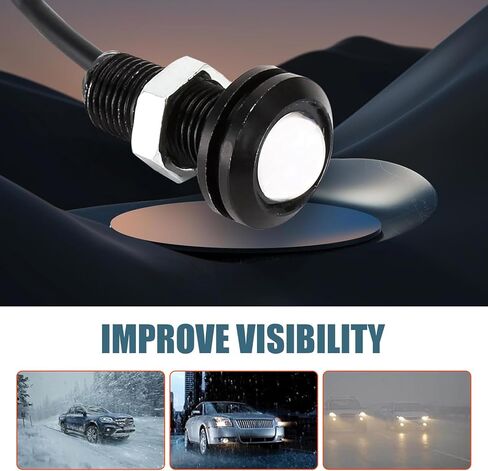 3 PCS Front Grille Marker Lights, Round LED Fast Response Bulb Screw Reversing Lights with Projector Lens, Fast Heat Dissipation Alloy Shell Waterproof Plug in Bulb, for Most Cars (Yellow) in Kuwait
