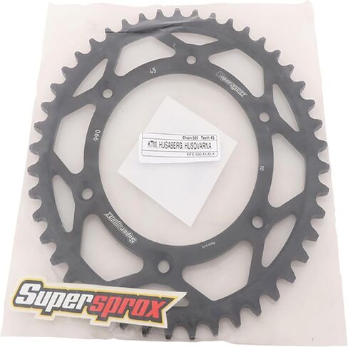 Supersprox Steel Sprocket Black 45T - RFE-990-45-BLK for Husqvarna FC 350 2014-2019, FC 250 2014-2019, FC 450 2014-2019, FC 450 Rockstar Edition 2018, FE 250 14-19, FE 350 14-19, FE 350S 15 16 in Saudi Arabia