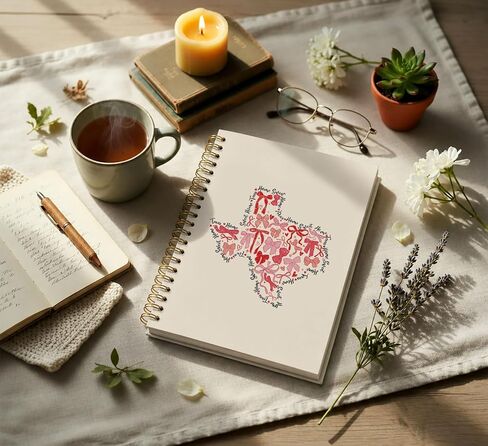 Coquette Bow Texas Journal Notebook for Girls,Cute Journal Texas Shaped Gifts for women,Texas Souvenirs Gifts Sweet Themed for Women,5.5x8.3 in Saudi Arabia