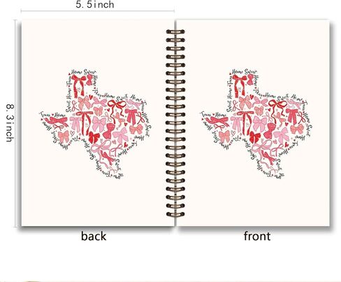 Coquette Bow Texas Journal Notebook for Girls,Cute Journal Texas Shaped Gifts for women,Texas Souvenirs Gifts Sweet Themed for Women,5.5x8.3 in Saudi Arabia