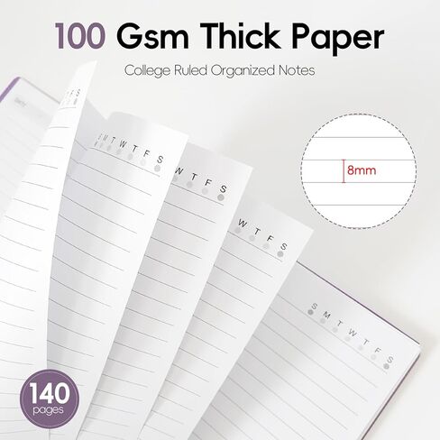 College Ruled Spiral Notebook, A5 Size 8.4x5.9 Inch, 140 Pages with 100GSM Thick Paper, Twin-Wire Bound Soft Cover Journal for School, Work, Writing, Note Taking (Pink) in Kuwait