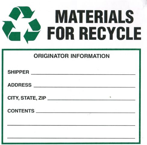 Materials for Recycle - 6" x 6" Industrial Labels, Vinyl - Pack of 100 in Saudi Arabia