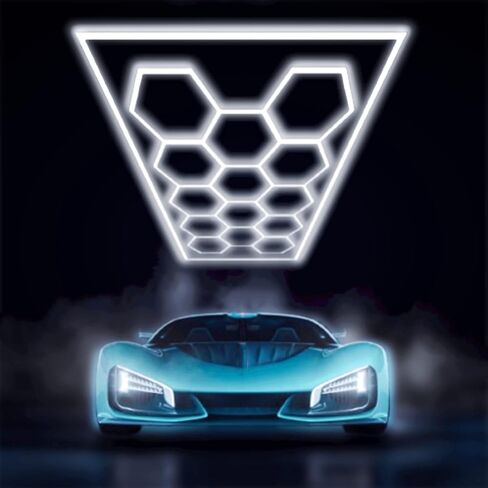LED Cellular Garage Light, 14 Hexagon Grid LED Workshop Lights for Garage Detail Lights and Auto Repair Shop Lights, IP54 2 Year Warranty (190.56" x 95.76") in Kuwait