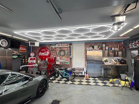 LED Cellular Garage Light, 14 Hexagon Grid LED Workshop Lights for Garage Detail Lights and Auto Repair Shop Lights, IP54 2 Year Warranty (190.56" x 95.76") in Kuwait