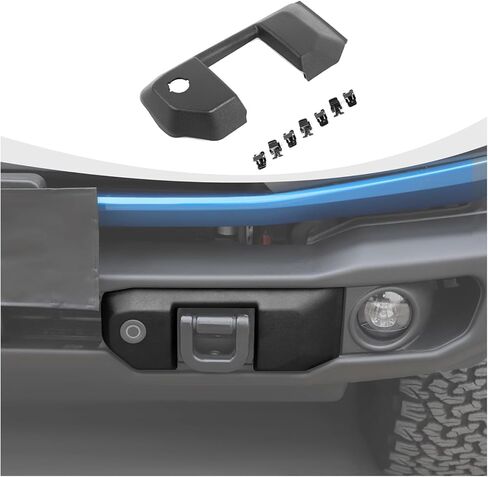 RAZPOY Front Bumper Tow Hook Panel Cover Trim Compatible with Ford Bronco Accessories 2021-2025, Right Side (Black, Type B) in Kuwait