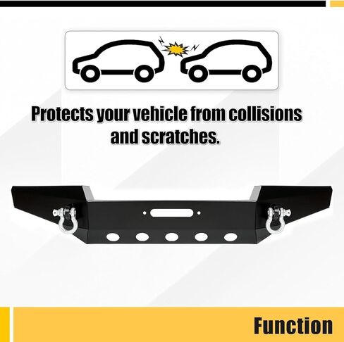 KUAFU Front Bumper Compatible with 1999-2004 Jeep Grand Cherokee WJ W/Winch Plate & D-rings Textured Powder Coated Multiple Packages in Kuwait