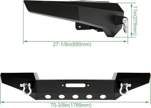 KUAFU Front Bumper Compatible with 1999-2004 Jeep Grand Cherokee WJ W/Winch Plate & D-rings Textured Powder Coated Multiple Packages in Kuwait