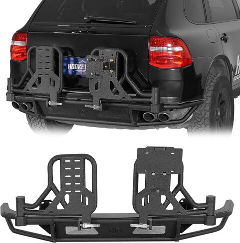 Hooke Road Cayenne 957 المصد الخلفي مع أذرع متأرجحة مزدوجة لـ 2008 2009 2010 Porsche Cayenne 957، مصد خلفي فولاذي شديد التحمل مع حامل إطارات، حوامل على شكل حرف D in Kuwait