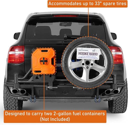 Hooke Road Cayenne 957 المصد الخلفي مع أذرع متأرجحة مزدوجة لـ 2008 2009 2010 Porsche Cayenne 957، مصد خلفي فولاذي شديد التحمل مع حامل إطارات، حوامل على شكل حرف D in Kuwait