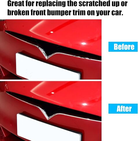 Jaronx Compatible with Tesla Model S Front Bumper Upper Grille Chrome Trim 2016 2017 2018 2019 2020 2021, Front Bumper Chrome Trim Molding Replacement 1065233-00-D for Tesla Model S Accessories in Kuwait