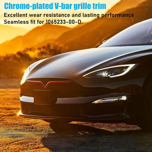 Jaronx Compatible with Tesla Model S Front Bumper Upper Grille Chrome Trim 2016 2017 2018 2019 2020 2021, Front Bumper Chrome Trim Molding Replacement 1065233-00-D for Tesla Model S Accessories in Kuwait