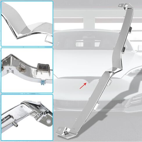 Jaronx Compatible with Tesla Model S Front Bumper Upper Grille Chrome Trim 2016 2017 2018 2019 2020 2021, Front Bumper Chrome Trim Molding Replacement 1065233-00-D for Tesla Model S Accessories in Kuwait