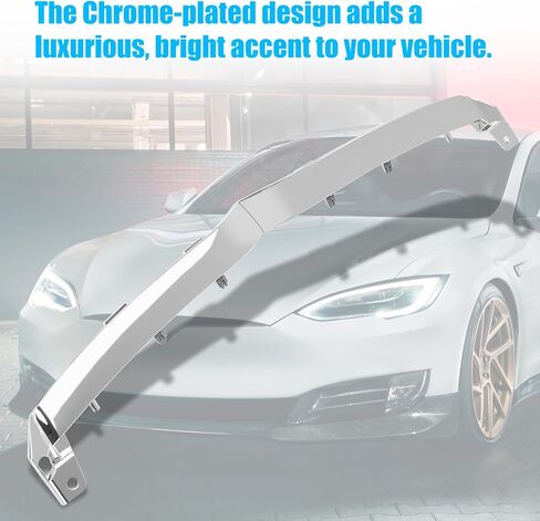 Jaronx Compatible with Tesla Model S Front Bumper Upper Grille Chrome Trim 2016 2017 2018 2019 2020 2021, Front Bumper Chrome Trim Molding Replacement 1065233-00-D for Tesla Model S Accessories in Kuwait