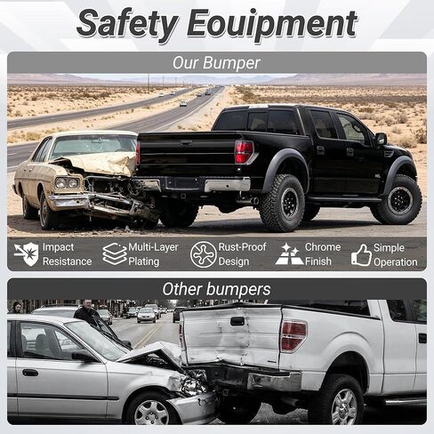 Chrome Rear Bumper Replacement for 2009-2014 F150 with Sensor with Hitch F01103170 in Saudi Arabia
