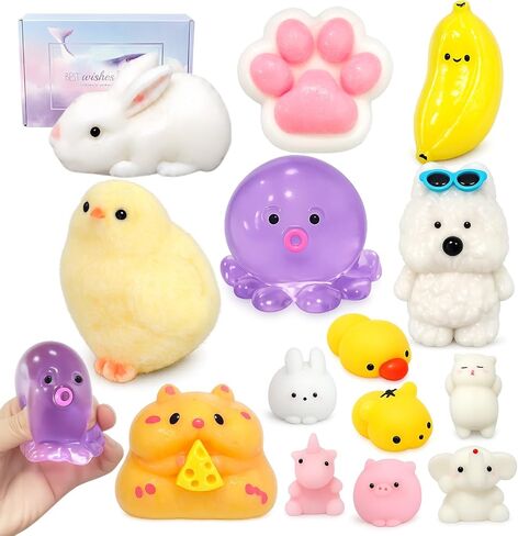 14Pcs Taba Squishy Toys Kit, Cute Fidget Toys Squeeze Toys Stress Relief Sensory Party Favors, Birthday Gifts Toys for Kids 4-6-8-10 in Saudi Arabia